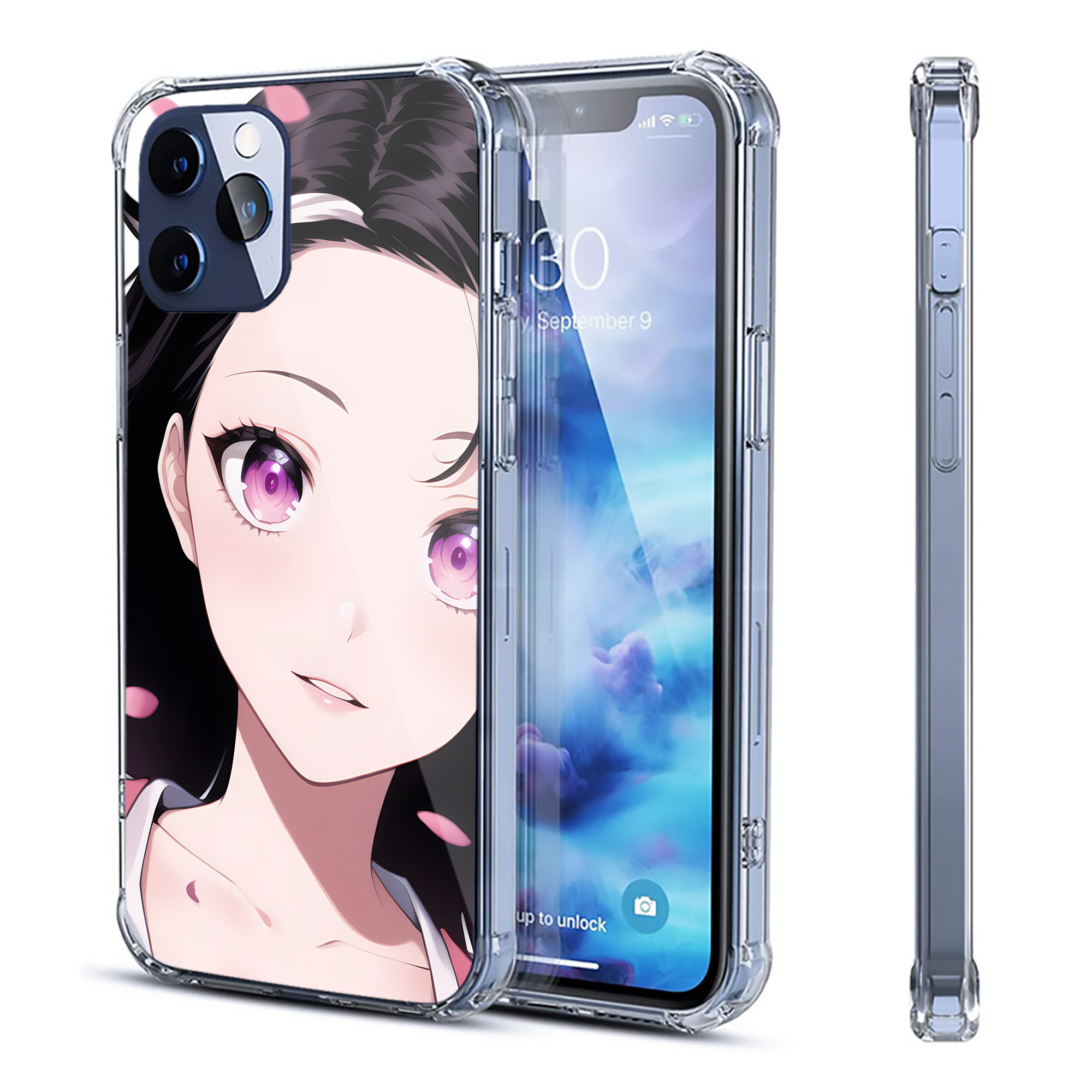 （画像用） 鬼滅の刃（きめつのやいば）竈門 禰󠄀豆子／かまど ねずこ Kamado Nezuko 【iPhone 12シリーズ対応】透明スマホケース（クリアソフトケース）